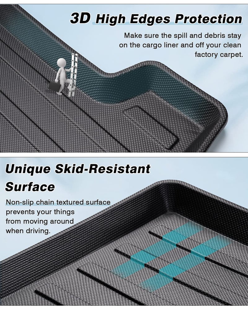 Mixsuper Custom Fit Cargo Liner for 2017-2023 Tesla Model 3, All Weather Trunk Mat Durable 3D Upgrade Anti-Slip Rear Trunk Liner Cargo Mat Black - Image 3